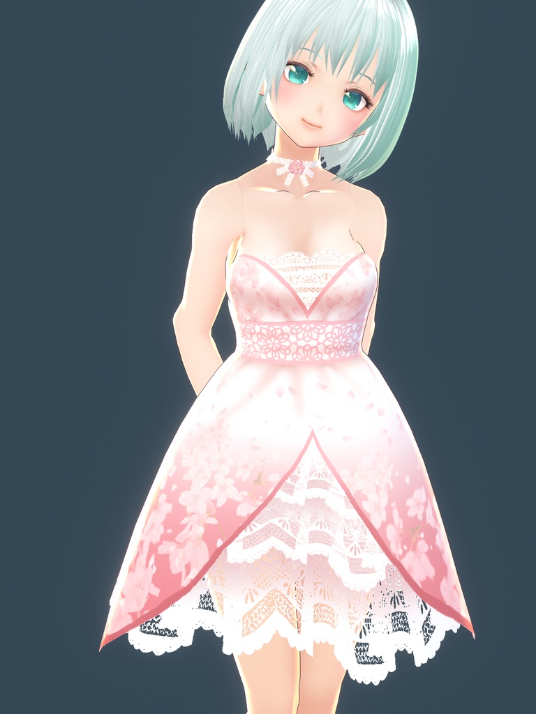 【VROID用】桜と雪のドレス【Cherry blossoms & snow dress】