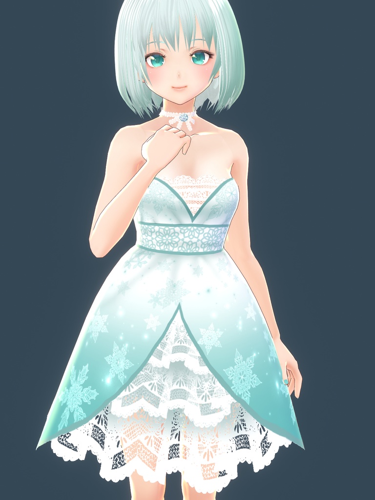 【VROID用】桜と雪のドレス【Cherry blossoms & snow dress】