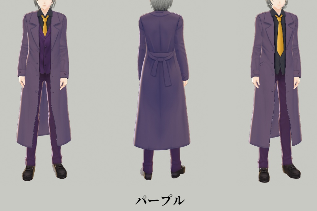 【VROID用】トレンチコート+スーツ【Long coat & suit】