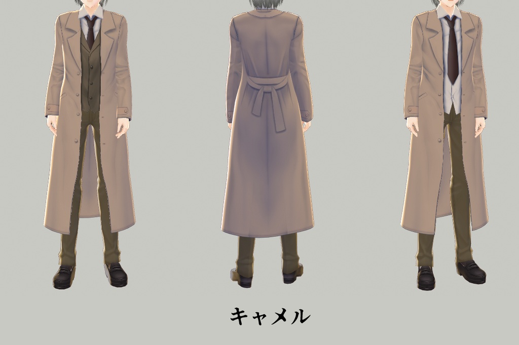 【VROID用】トレンチコート+スーツ【Long coat & suit】