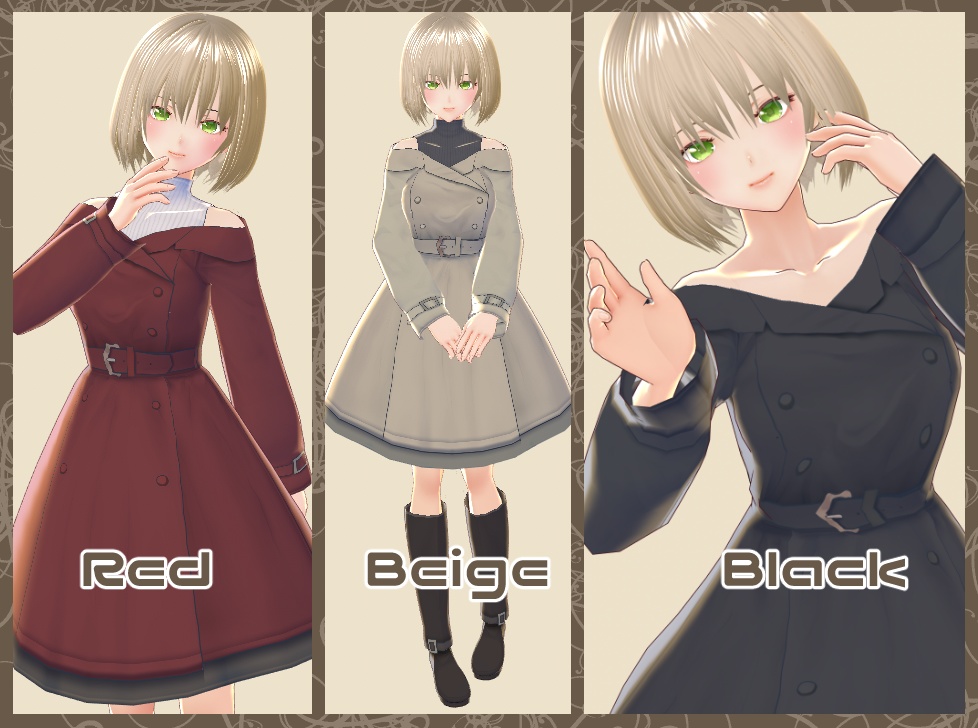【VRoid用】肩出しトレンチ長袖【Trench Coat】
