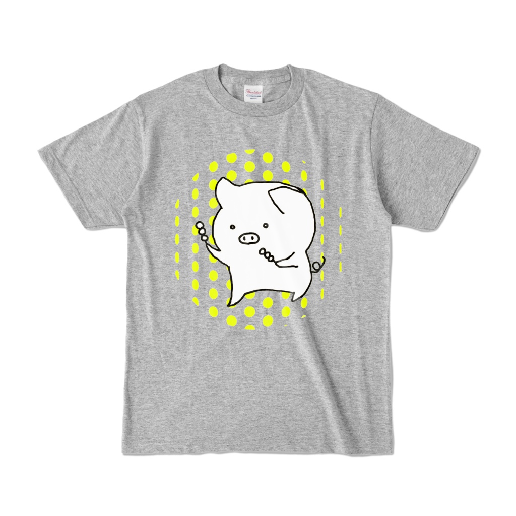 ぶたさん。Tシャツ🐽 杢グレー (濃色)🐽🐽ブラック (濃色)🐽【F】
