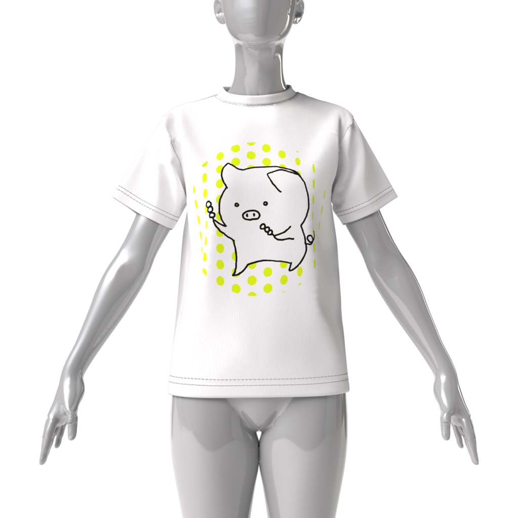 ぶたさん。Tシャツ🐽 白-BIG-🐽【F】