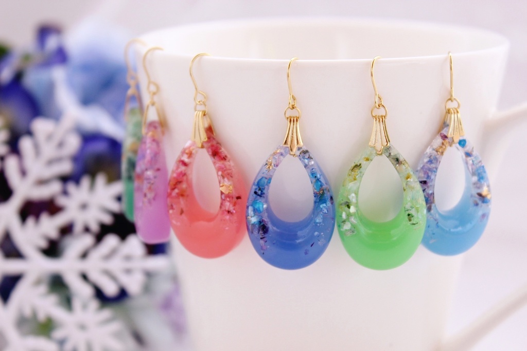 【A3!】劇団員イメージ ドライフラワーの雫ピアス・イヤリング