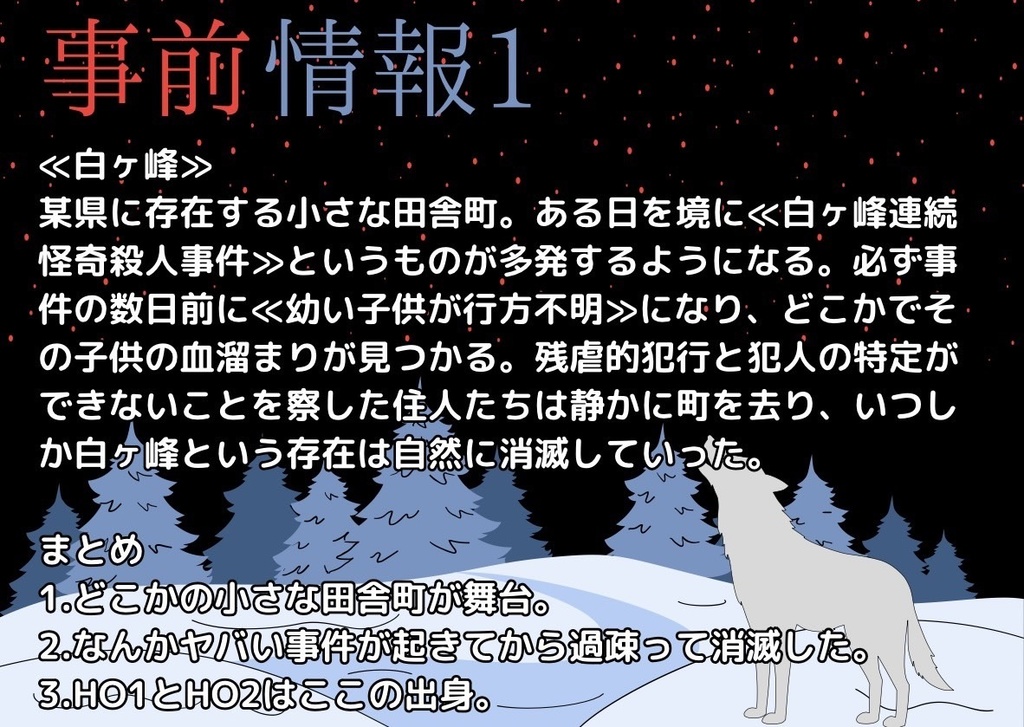 CoCシナリオ「狼が染めた紅い雪。」【新規限定】