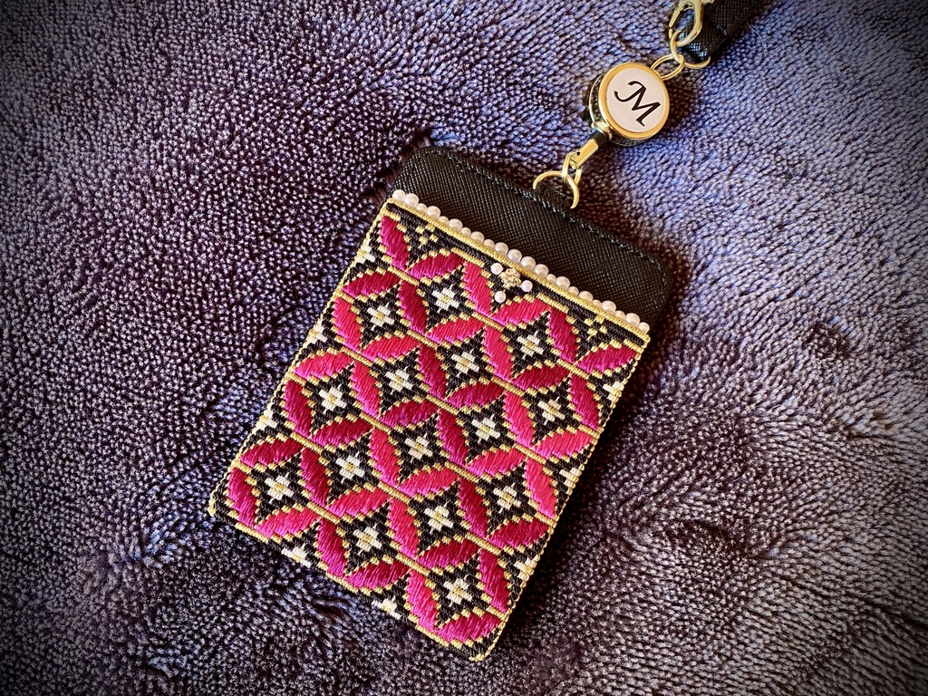 刺繍パスケース「七宝」