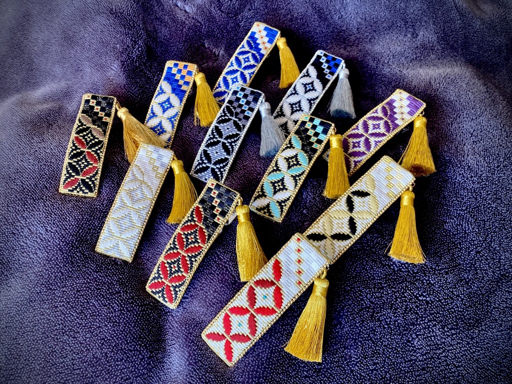 絽刺し刺繍ヘアクリップ　七宝
