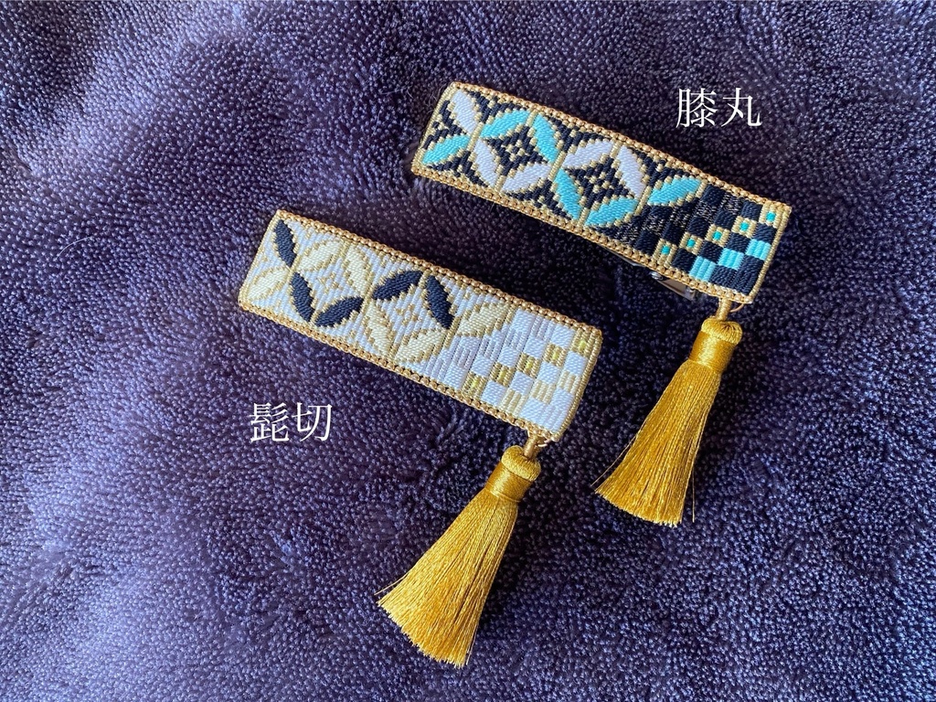 絽刺し刺繍ヘアクリップ 七宝