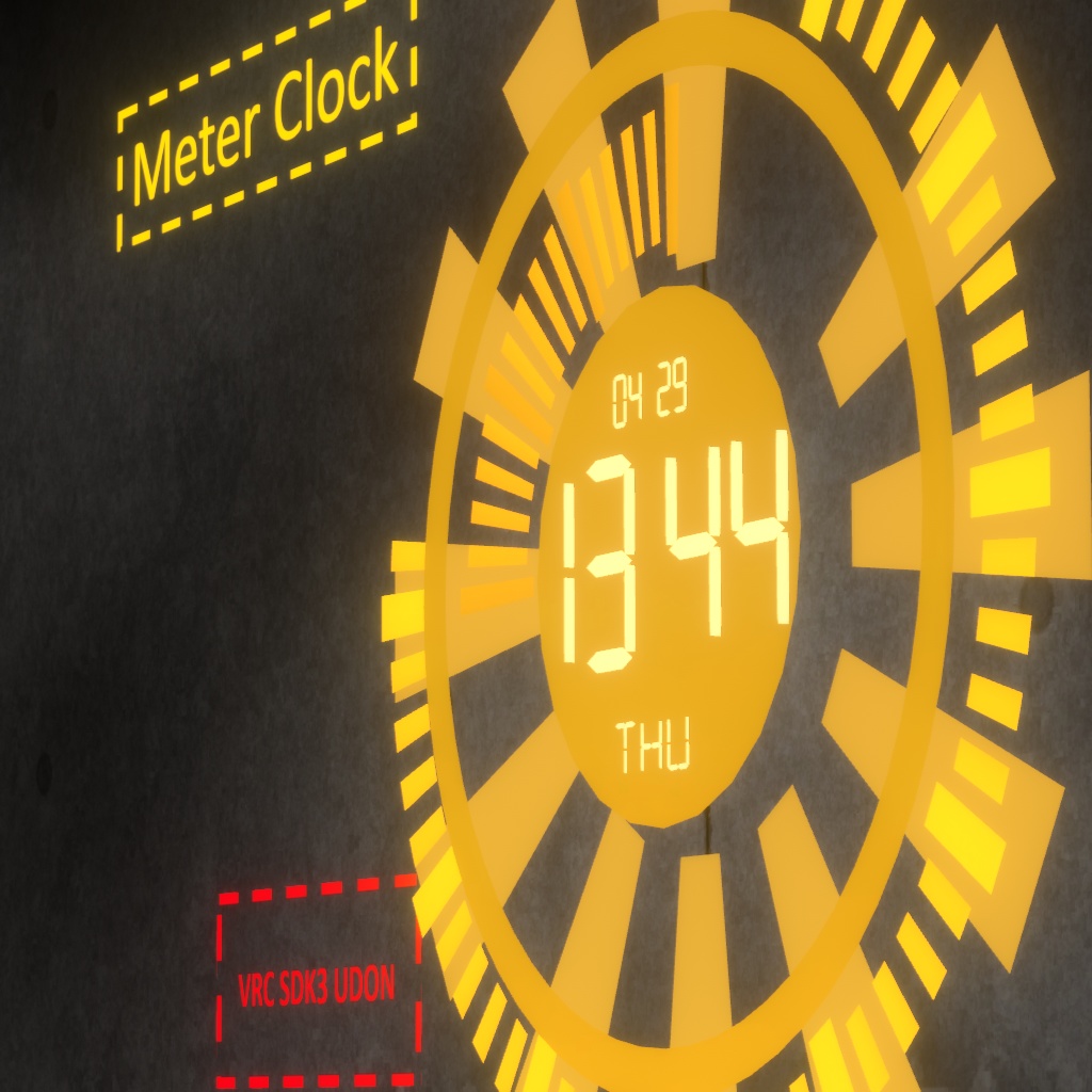 VRChat用掛け時計・人数カウンター Meter Clock & Counter     [SDK3 UDON]
