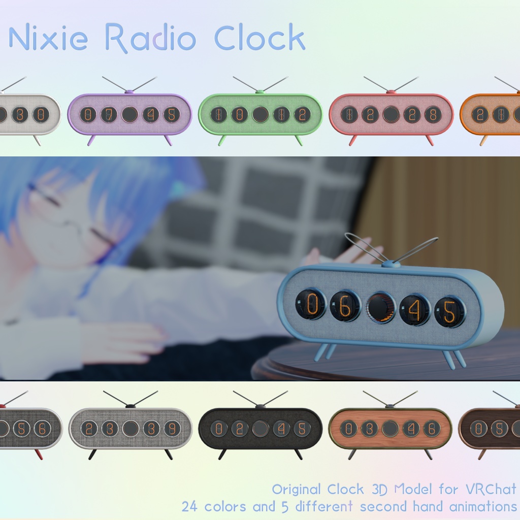 [NEW] VRChat用置時計 Nixie Radio Clock