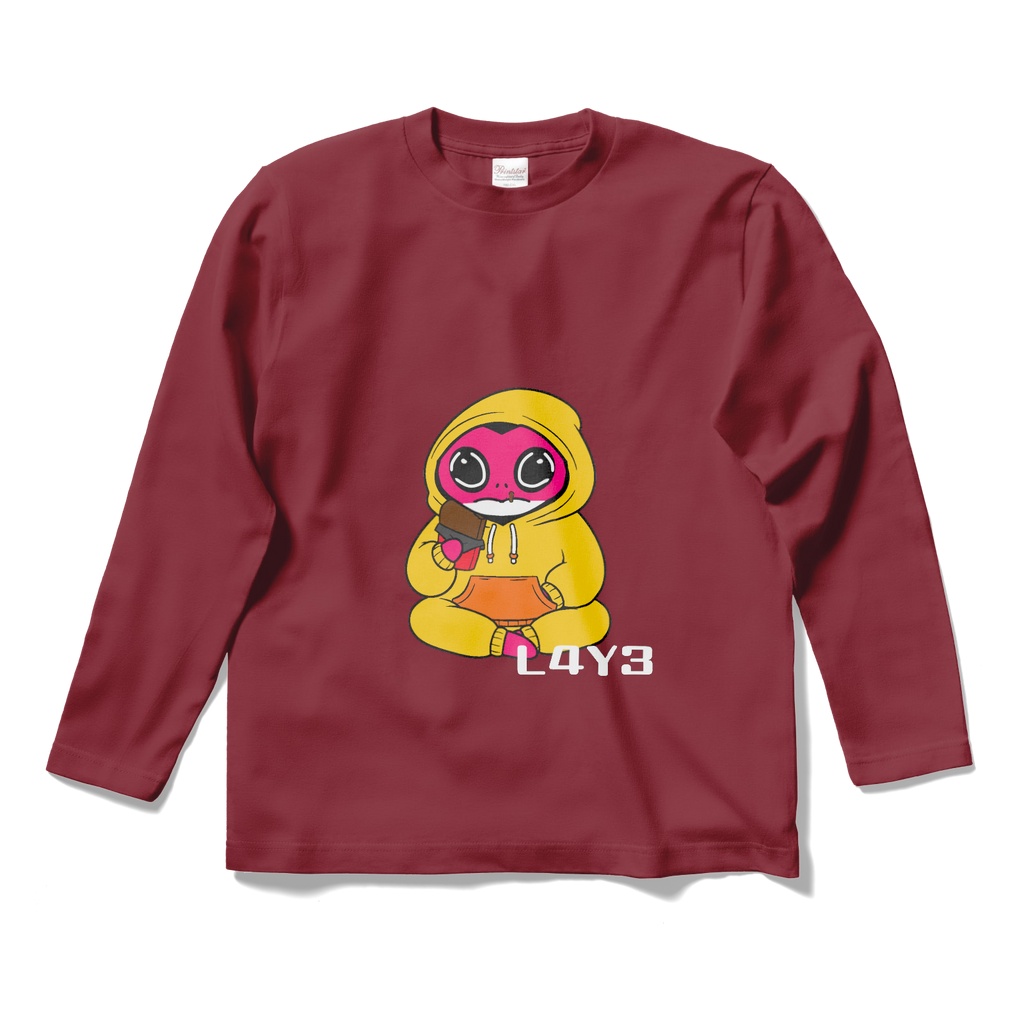L4Y3 オリジナルキャラクター　ロングスリーブTシャツ - バーガンディ