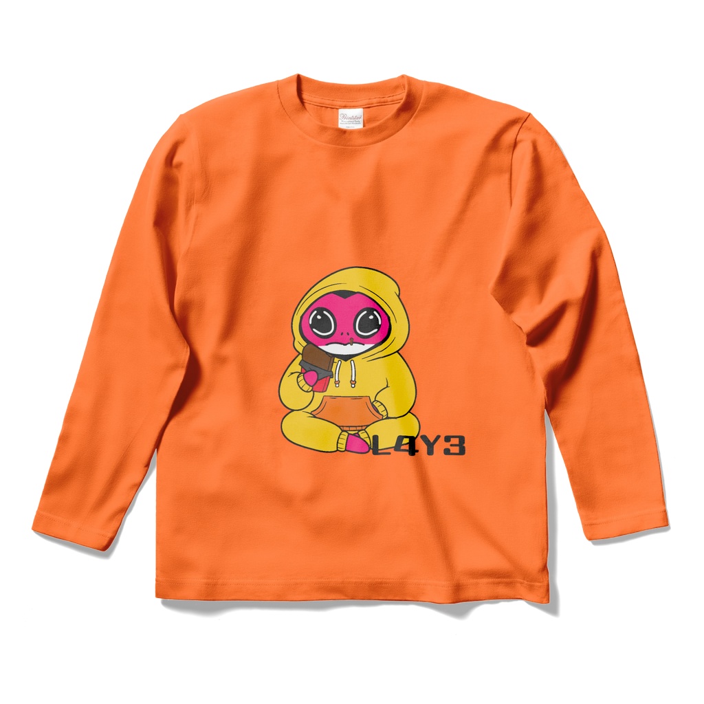 L4Y3 オリジナルキャラクター　ロングスリーブTシャツ - オレンジ