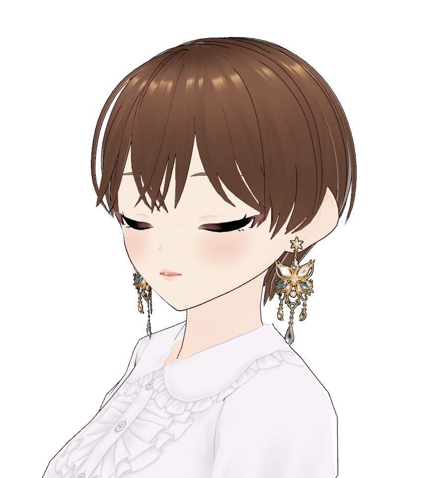 VRoid Earrings | ゴールドのピアス、蝶、太陽、星の形 | Gold Earrings | Butterfly, Sun, Star