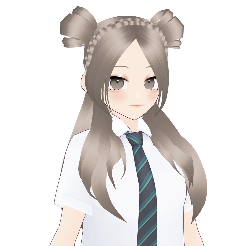 Belan Shop - VRoidヘアプリセット、ロングヘア、ツーバン、バンダナ三つ編み | VRoid Hair Preset, Long Hair, Two Buns, and Bandana Braids