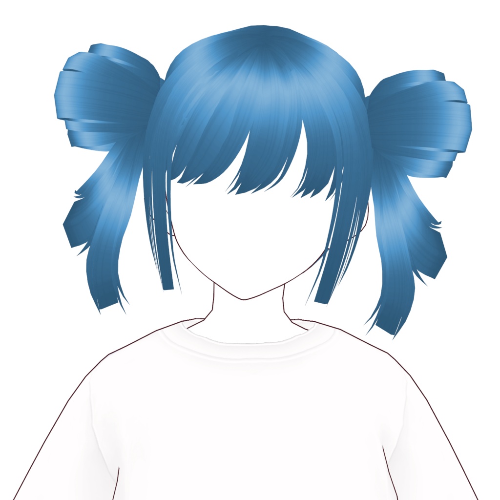 Belan Shop - VRoid ヘアプリセット、ショートヘア、2つのお団子、ツインテール || VRoid Hair preset, short hair, two buns, twintails
