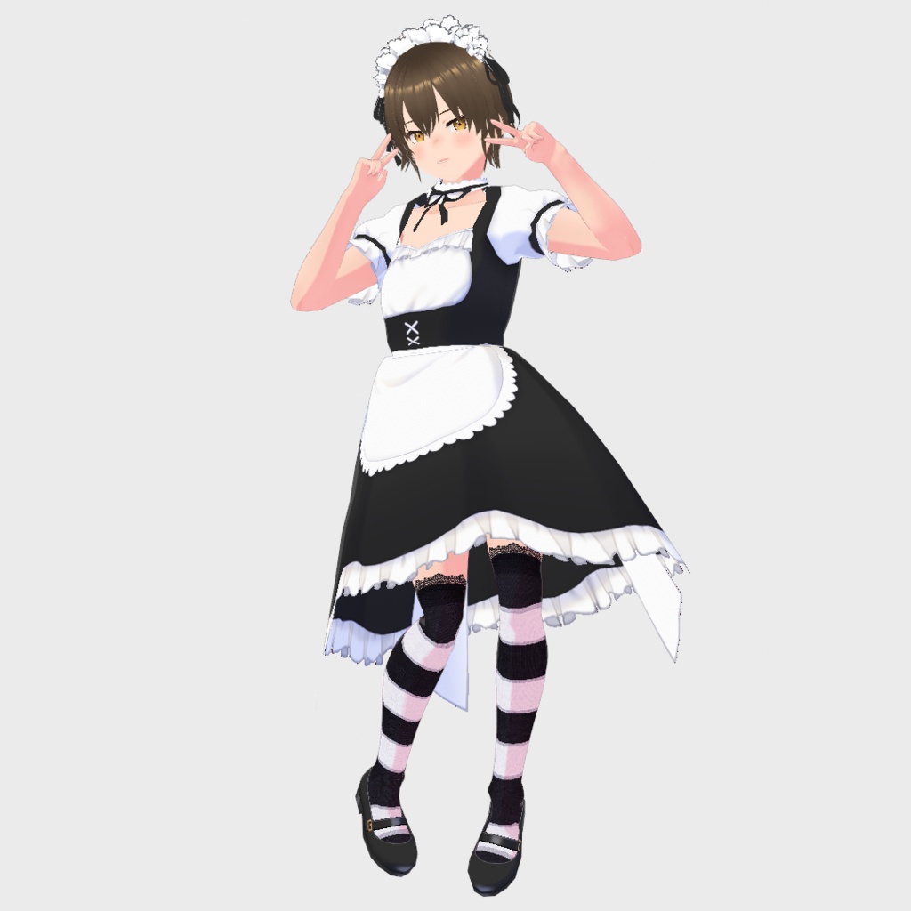 【VRoid・無料サンプルあり】ボーダーオーバーニーソックス