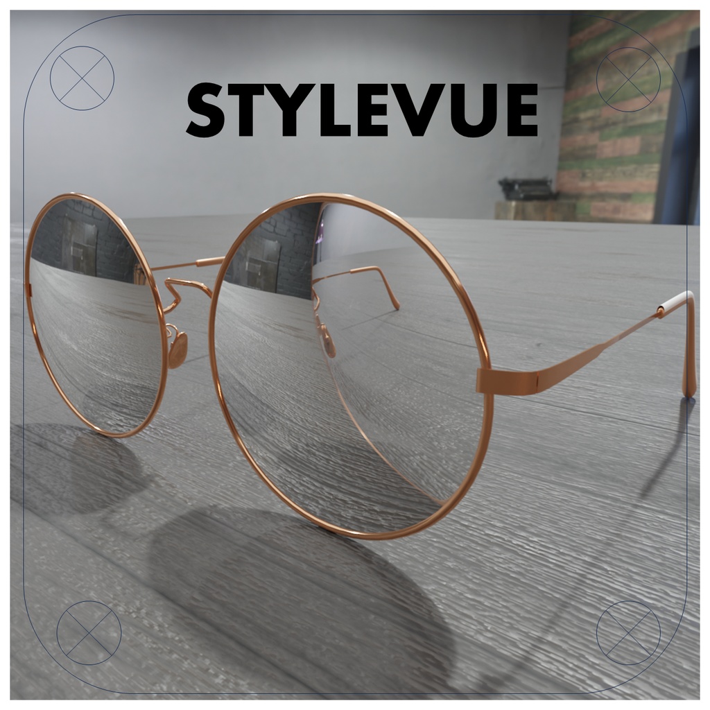 【VRchat想定】ファッションラウンドフレームメガネ「STYLEVUE」