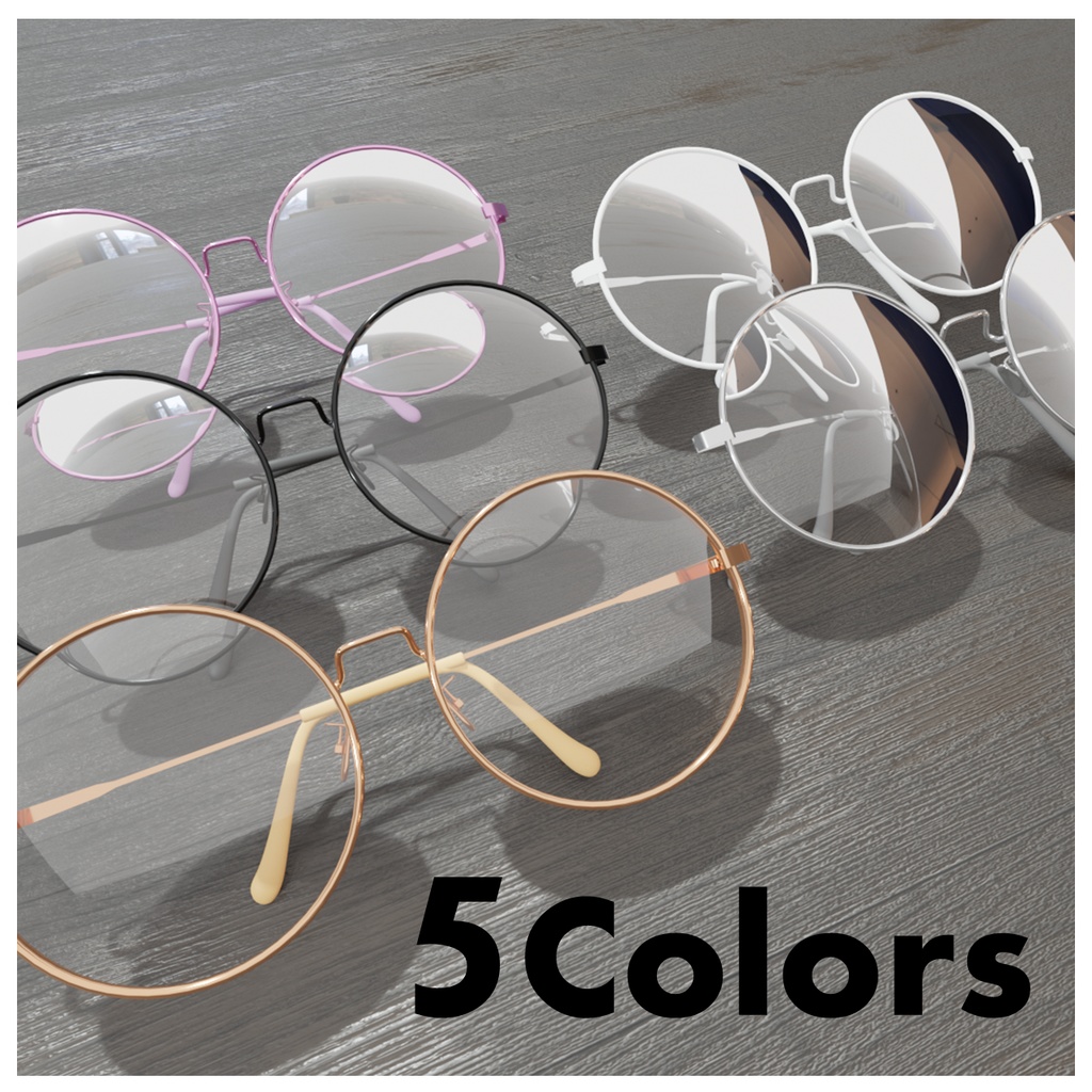 【VRchat想定】ファッションラウンドフレームメガネ「STYLEVUE」