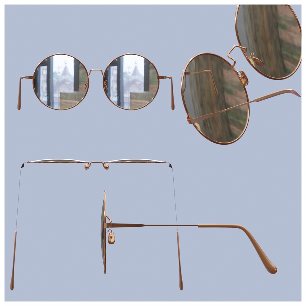 【VRchat想定】ファッションラウンドフレームメガネ「STYLEVUE」