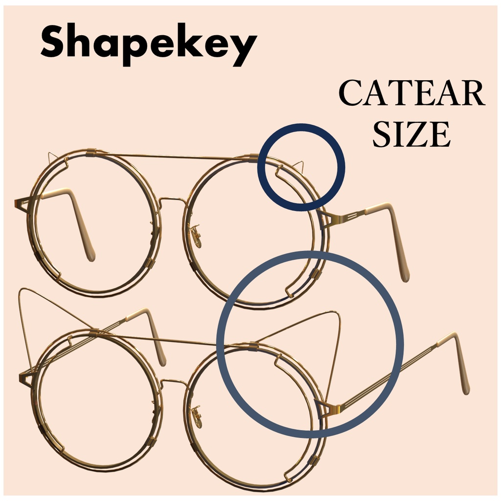 【VRchat想定】ファッションフレームメガネ「CatGaze_v2.0」