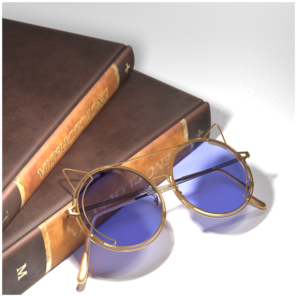 【VRchat想定】ファッションフレームメガネ「CatGaze_v2.0」