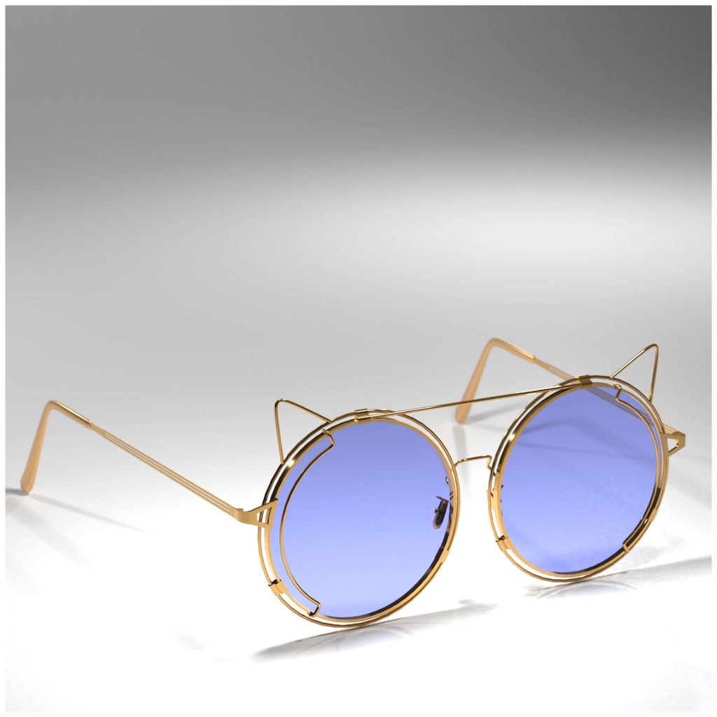 【VRchat想定】ファッションフレームメガネ「CatGaze_v2.0」