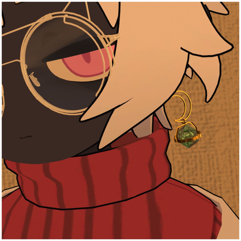 【VRchat想定】ムーンシルエットピアス「LUNACORE」【PhysBone対応】