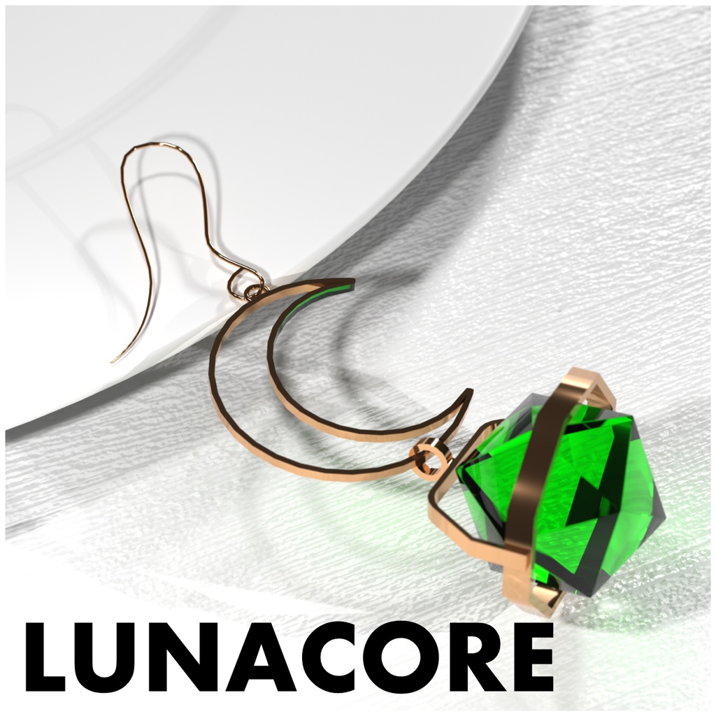 【VRchat想定】ムーンシルエットピアス「LUNACORE」【PhysBone対応】