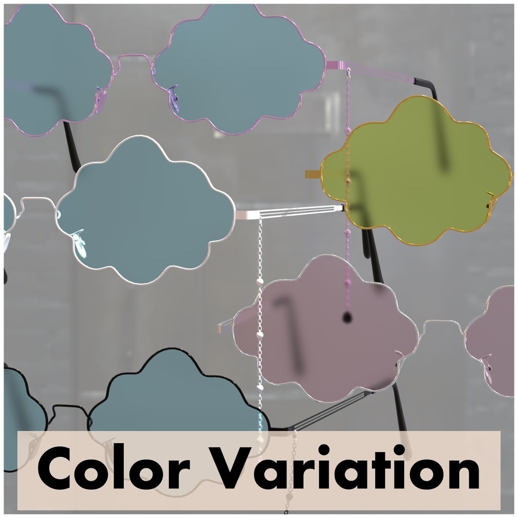 【VRchat想定】ファッションフレームメガネ「ReveNuage」