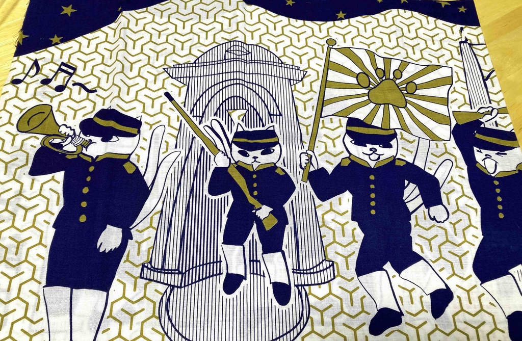 手捺染「ねこまた第七師団手ぬぐい」_日本製