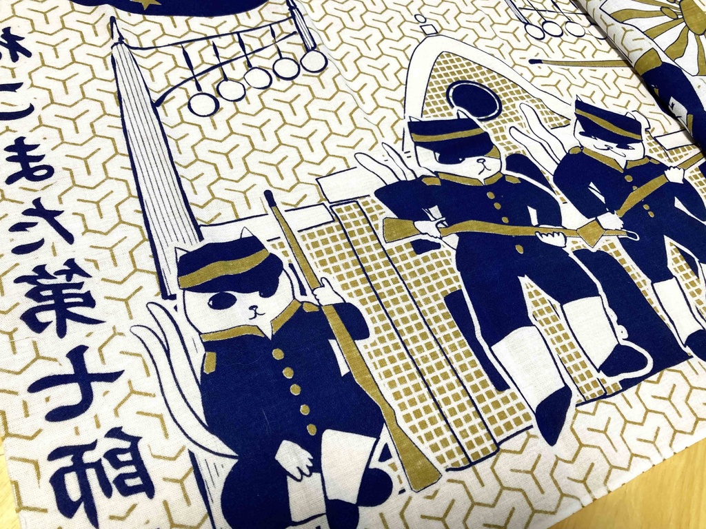 手捺染「ねこまた第七師団手ぬぐい」_日本製