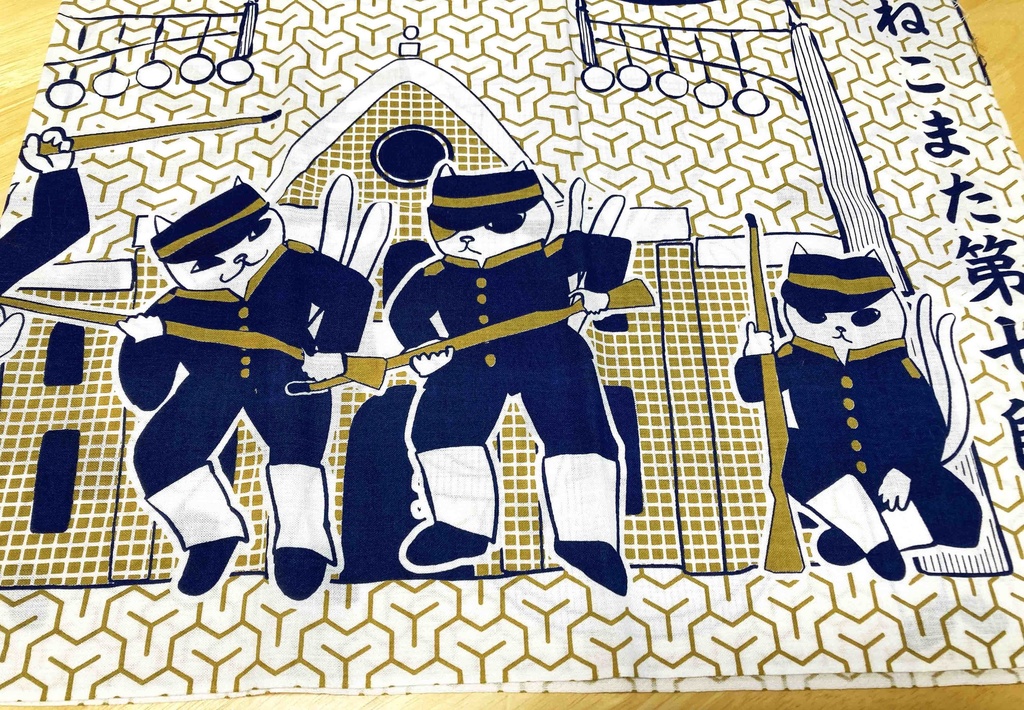 手捺染「ねこまた第七師団手ぬぐい」_日本製