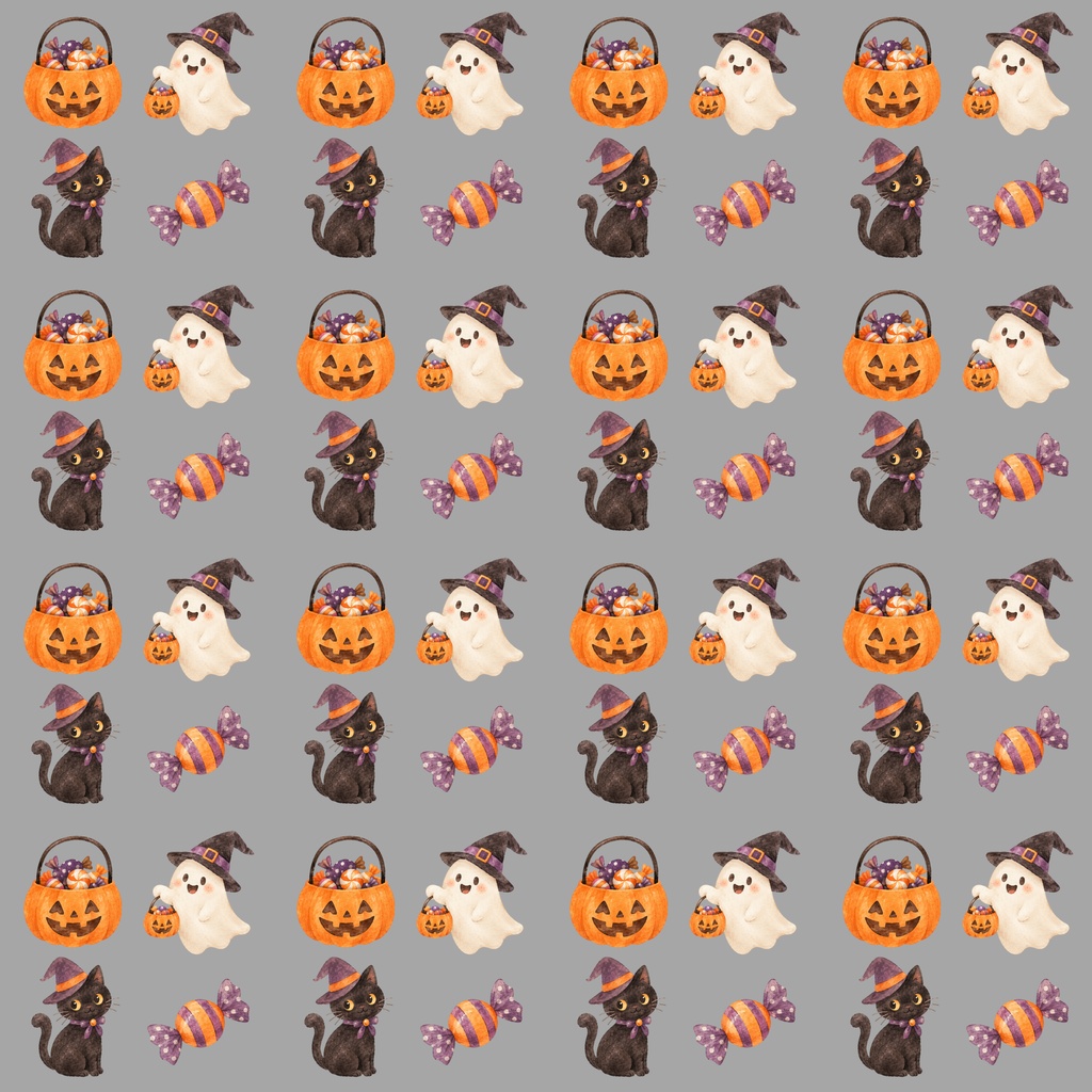 ハロウィン　かぼちゃ　おばけ　クロネコ　デジタルペーパー　背景素材　壁紙　ラッピング