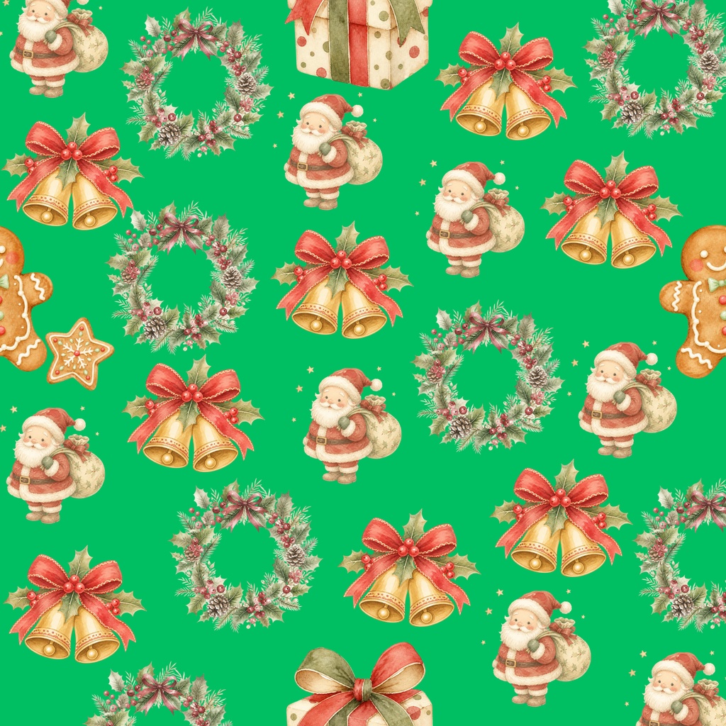 クリスマス　サンタクロース　ツリー　デジタルペーパー　背景素材　壁紙　ラッピング