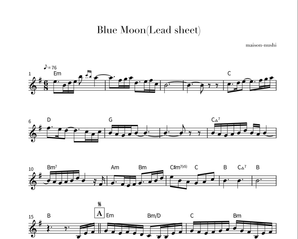 Blue Moon《Lead sheet》