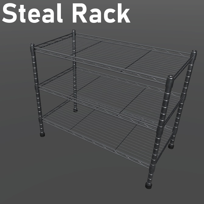 【3DCGモデル】弾薬箱(9種)+スチールラックセット【S6MP】