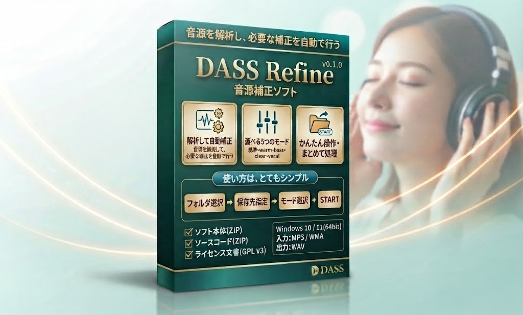 DASS Refine - 音源解析・自動補正ソフト | Windows用 EQ補正・一括処理