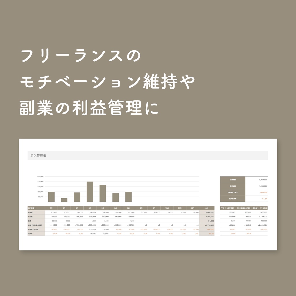 【Numbers専用】フリーランス向け シンプル収入管理シート