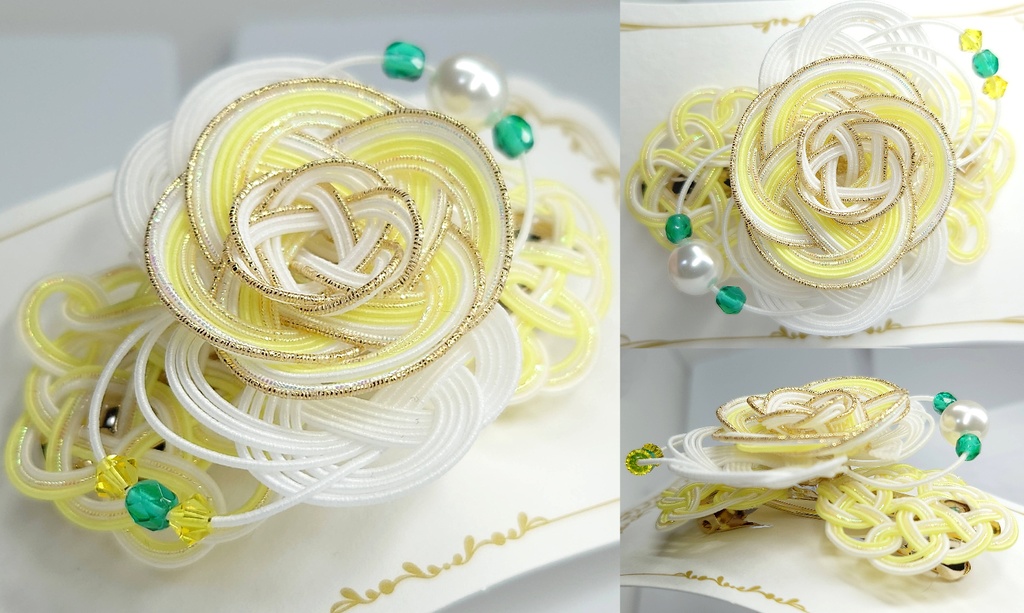 水引とクリスタルのバレッタ