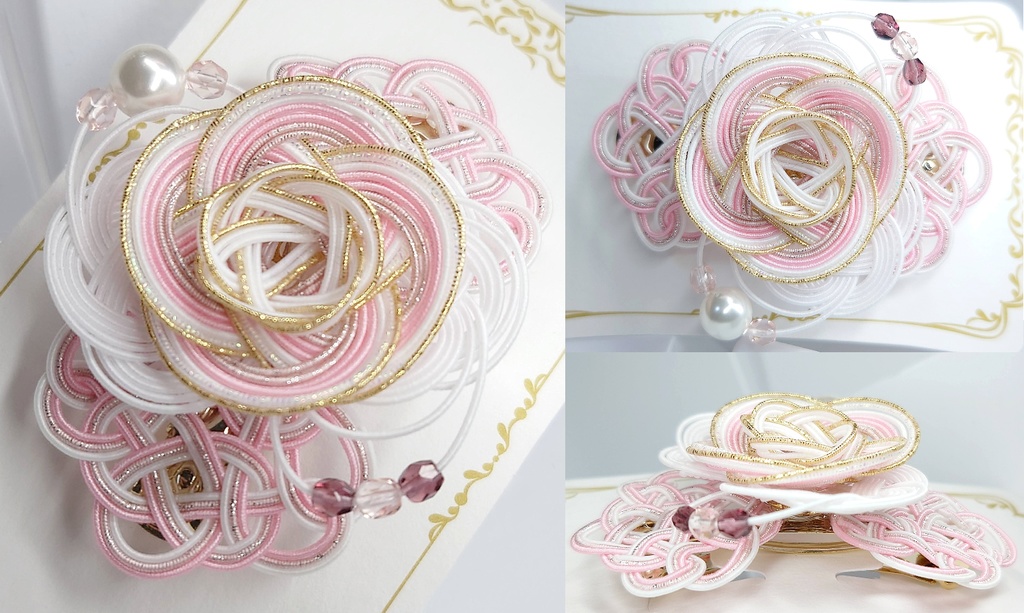 水引とクリスタルのバレッタ