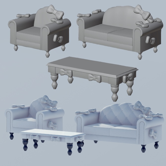 リボンのソファ&ローテーブルセット