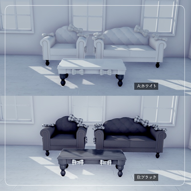 リボンのソファ&ローテーブルセット