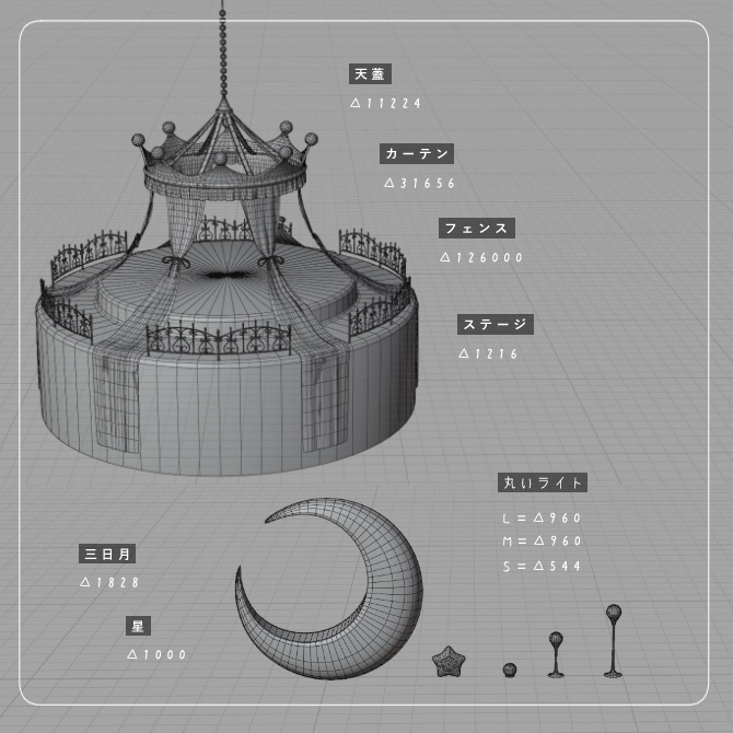 天蓋付き三日月のステージ