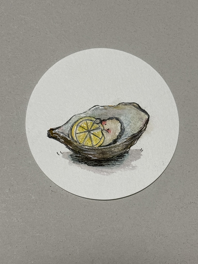 【ミニ原画】カキとレモン