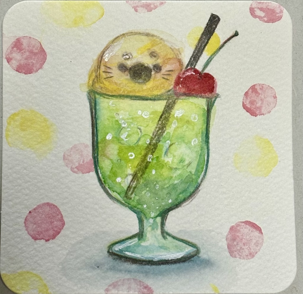 【ミニ原画】クリームソーダ