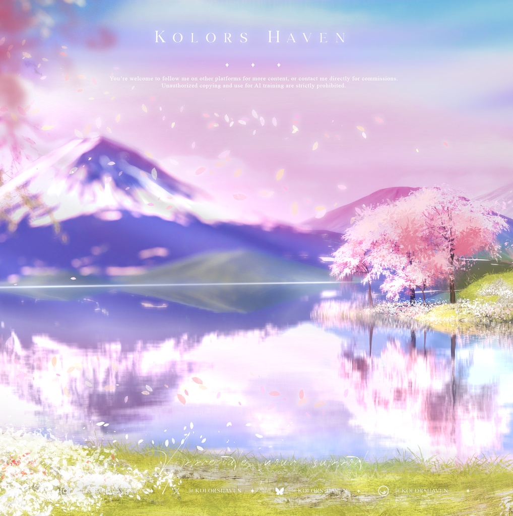 桜の木と富士山の背景画像/Cherry blossom with Mount Fuji background