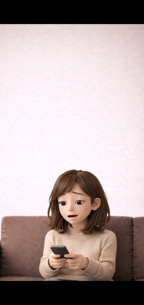 悩む女性 スマホ|5秒ループ動画|広告・SNS素材・上部余白あり( 縦素材)