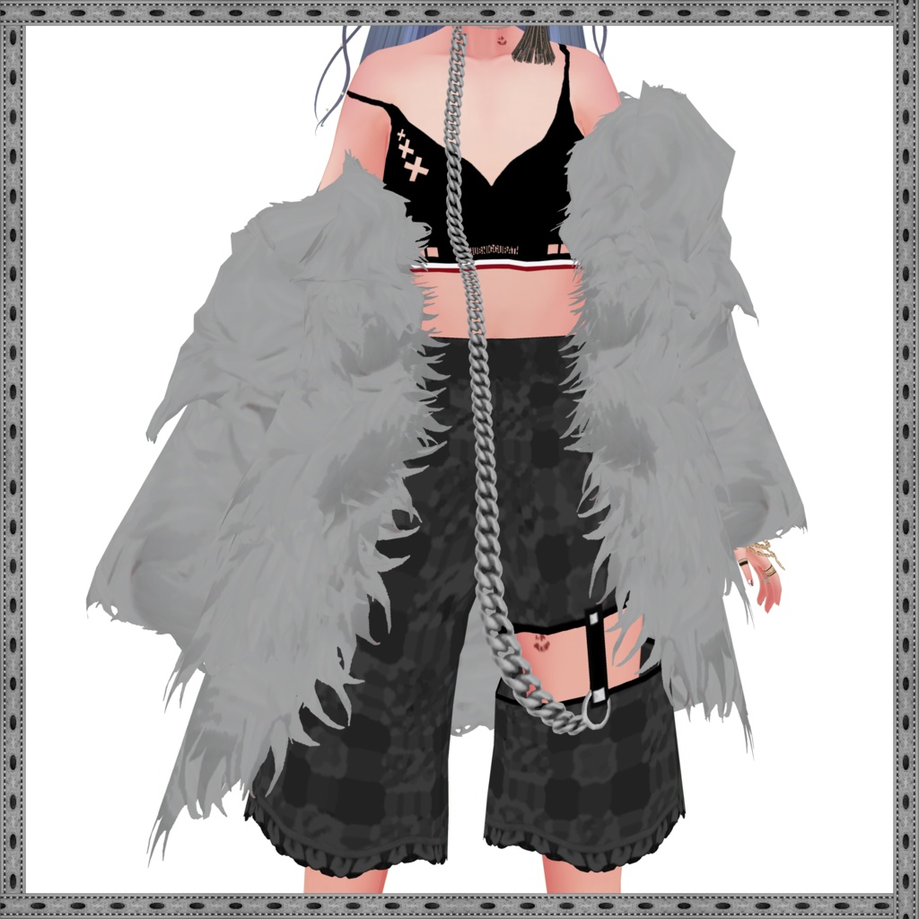 【VRoid衣装】the Gray Goat  ―もふもふファーコートとおしゃれな諸々―【全身コーディネート】