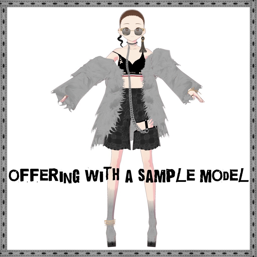 【VRoid衣装】the Gray Goat  ―もふもふファーコートとおしゃれな諸々―【全身コーディネート】