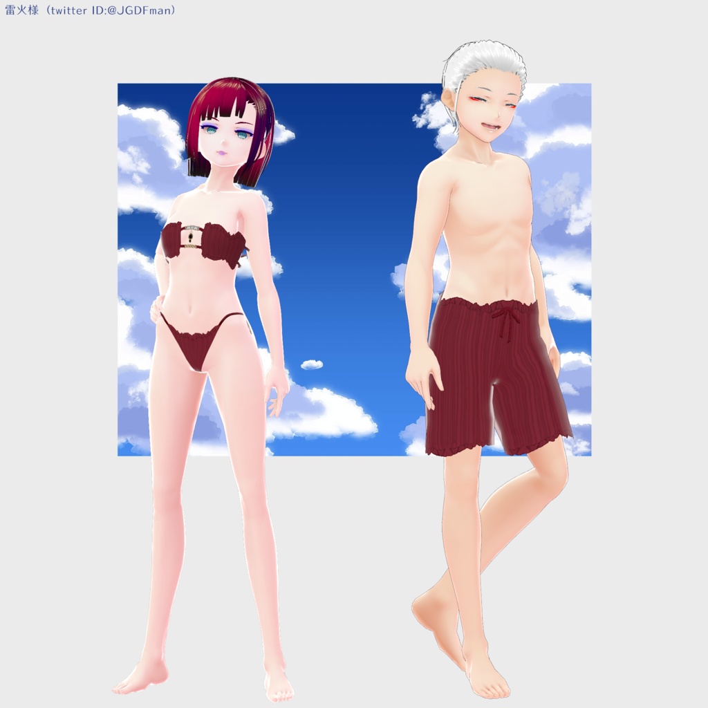 【VRoid衣装】リア充の為のペア水着2セット【水着】